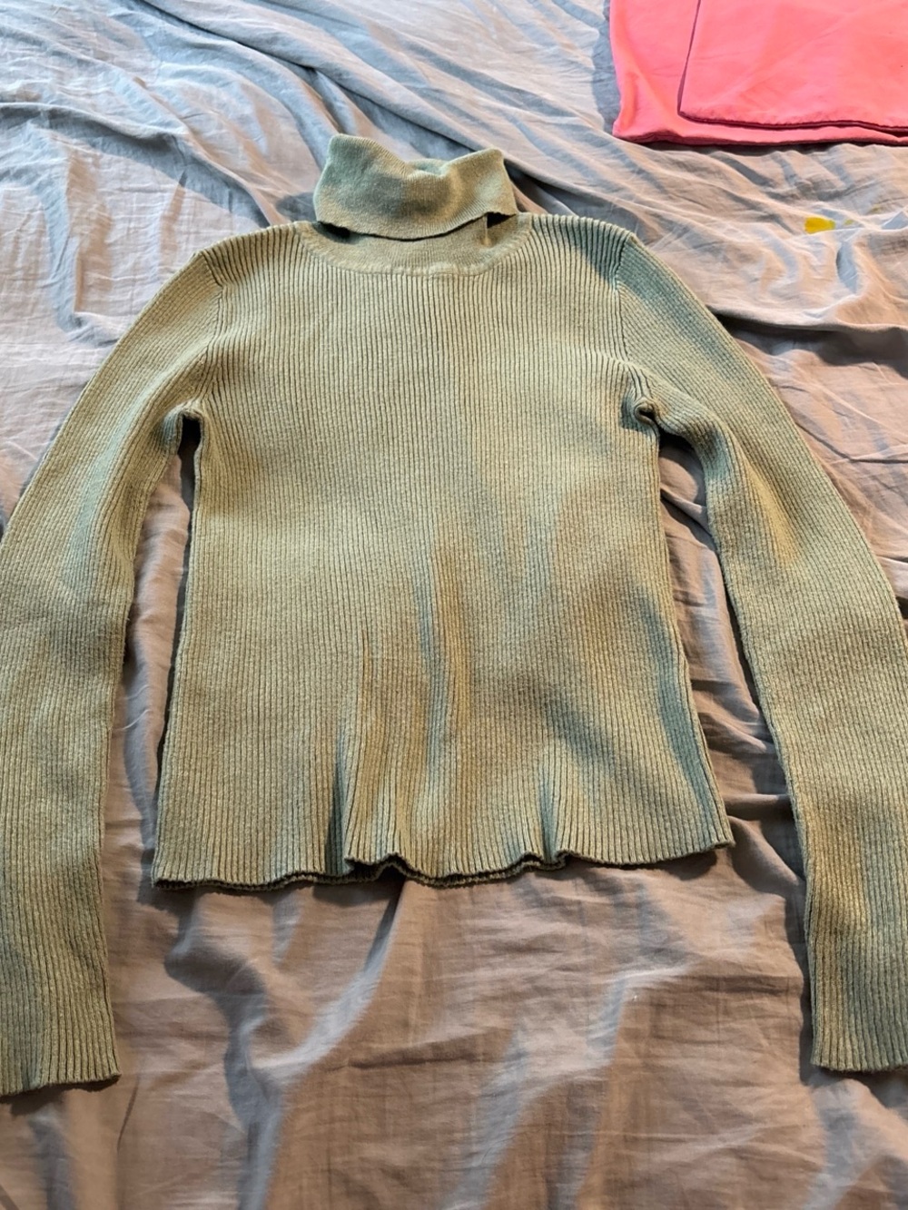 Cozy Ribbed Turtleneck Sweater in Sage Green